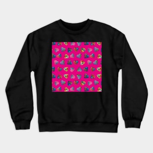 Mexican wooden heart oaxacan hand painted flower milagrito hot pink folk art interior design Crewneck Sweatshirt